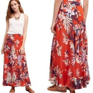 Anthropologie HD in Paris whimsical silk floral maxi skirt